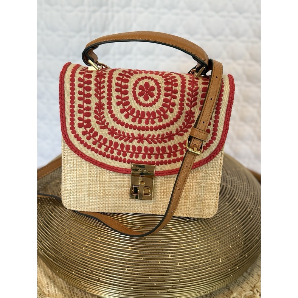 Cottagecore Aldo Boho Summer Crossbody Bag Embroider Orange Embroidered Happy